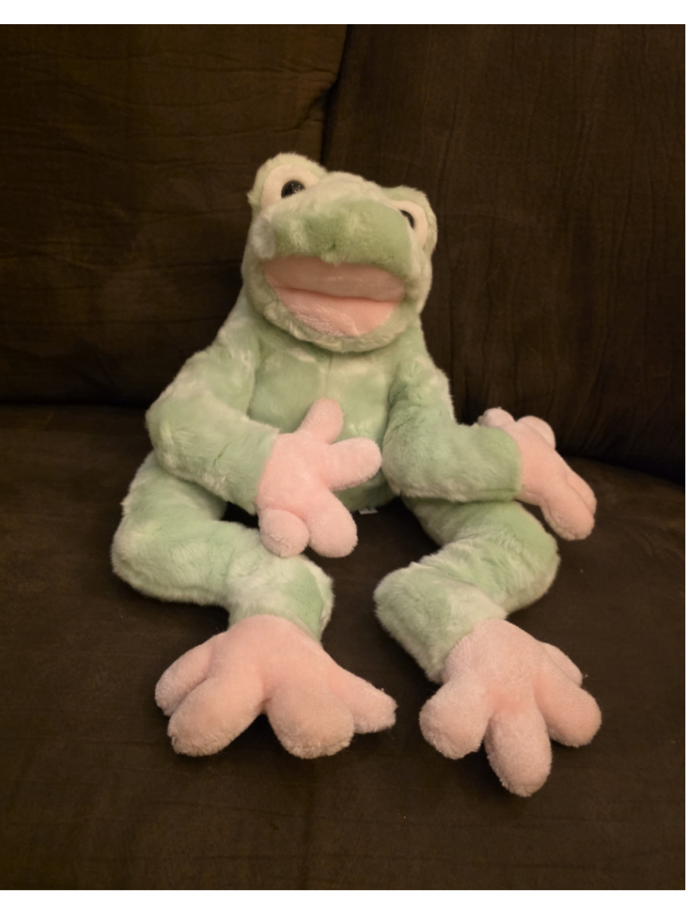 FAO Schwarz Baby Tree Frog Mint Green Pink Stuffed Animal Plush Toy 22”